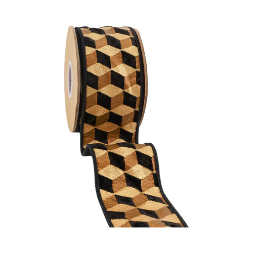 3D velvet Block Ribbon