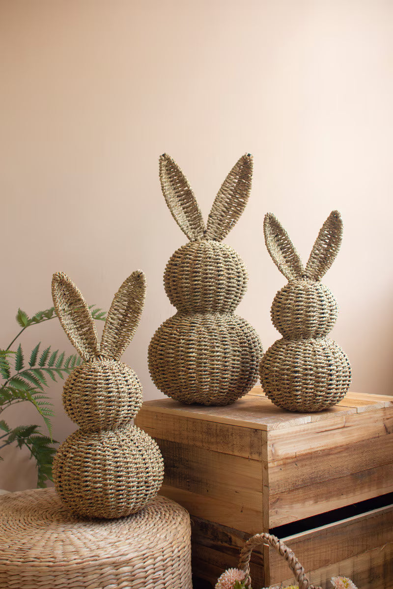 Set of Three Woven Vine Easter Rabbits