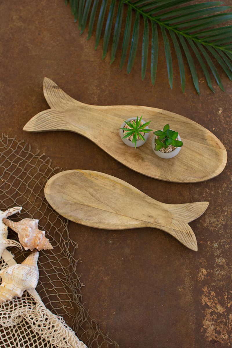 Set of 2 Carved Wooden Fish Platters (Coming Soon)