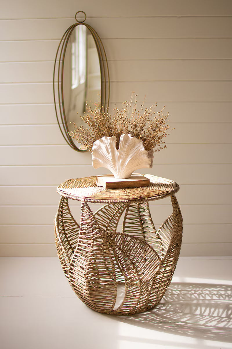 Fern Detail Seagrass Side Table