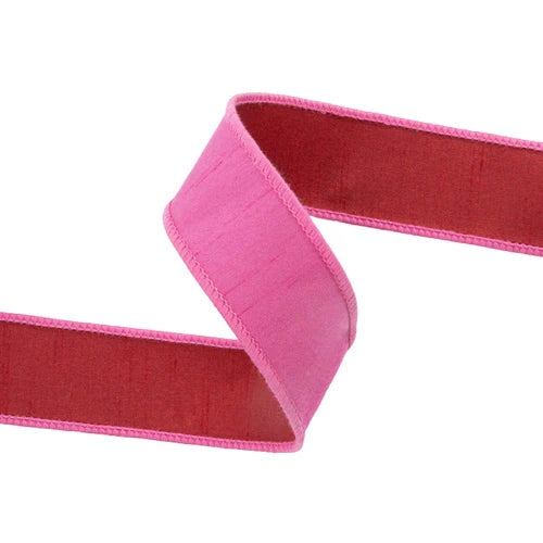Pink Dupioni with Red Reverse side