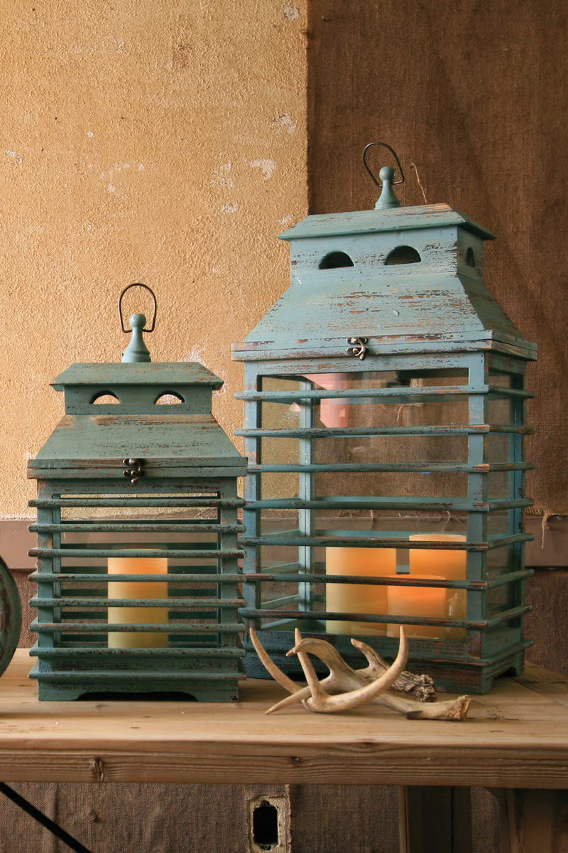 Set of 2 Vintage Blue Shutter Lanterns (Coming Soon) Available for Pre-Order
