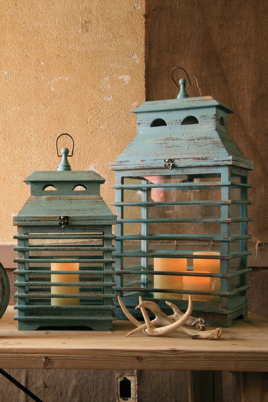 Set of 2 Vintage Blue Shutter Lanterns (Coming Soon) Available for Pre-Order