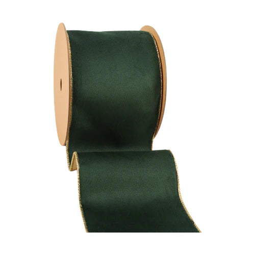 Green Gold Velvet Ribbon