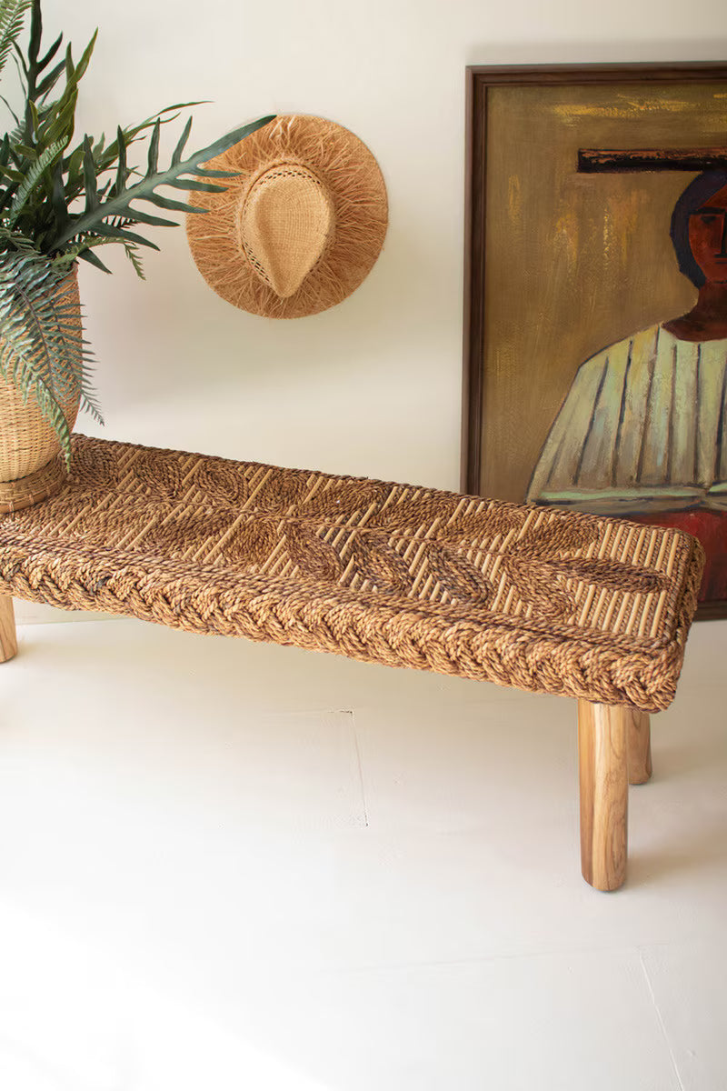 Banana Fiber & Teakwood Bench
