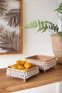 Set of 2 Bamboo Trays with Shell Detail (Coming Soon)