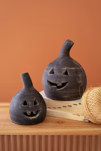 Set of 2 Small Black Clay Jack-O-Lanterns ( Coming Soon)