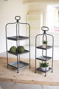 Set Set of 2 Tall Metal Display Stands with Galvanized Trays (Coming Soon)