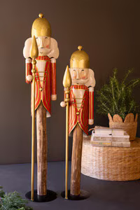 Set of 2 Painted Metal Nutcrackers with Wood Base (Coming Soon)