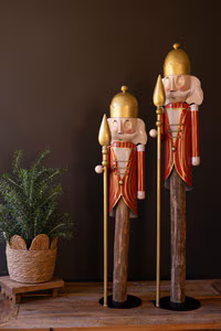 Set of 2 Painted Metal Nutcrackers with Wood Base (Coming Soon)