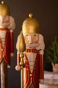 Set of 2 Painted Metal Nutcrackers with Wood Base (Coming Soon)