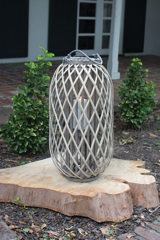 Grey Willow Lantern with Glass Insert / Medium (COMING SOON) PRE-ORDER