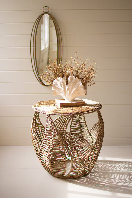 Fern Detail Seagrass Side Table