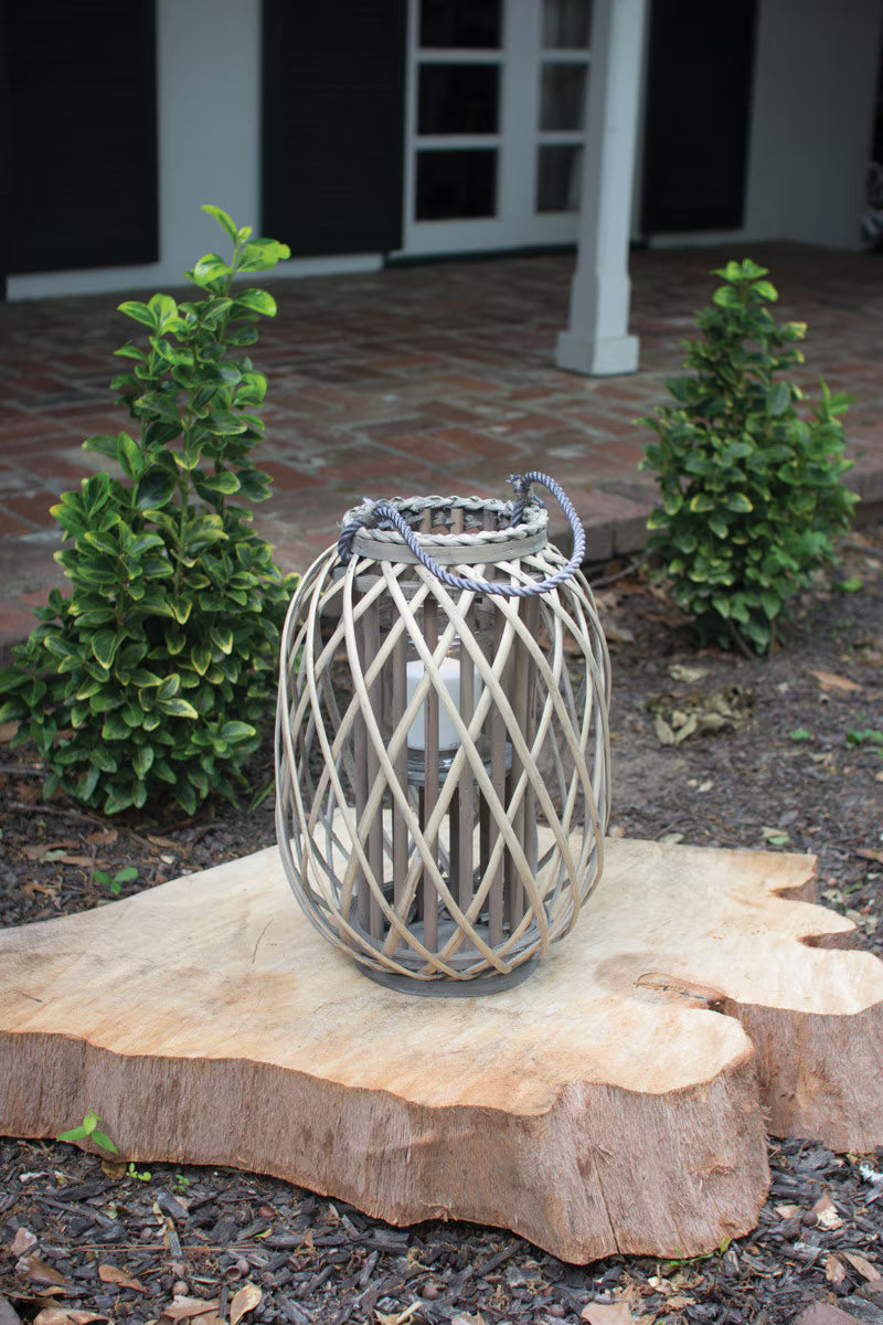 Grey Willow Lantern with Glass Insert / Small (Coming Soon) Available for Pre-Order