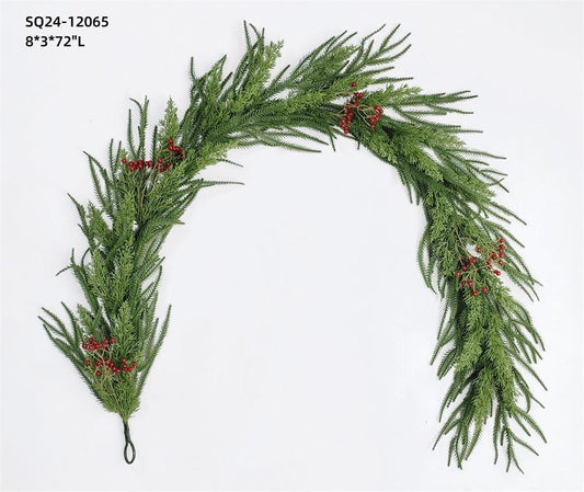 Real-Touch Mixed Pine, Cedar &amp; Berry Garland, 6'