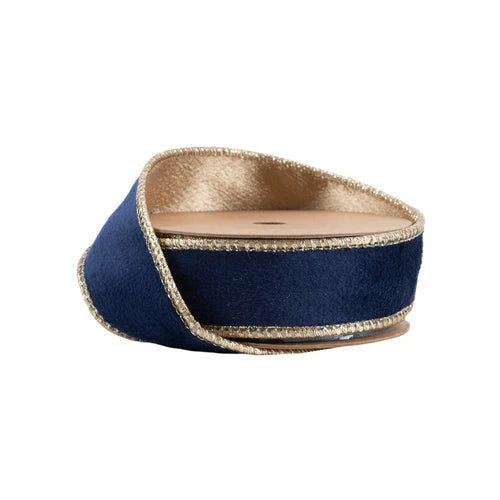 Navy /Gold Velvet Ribbon