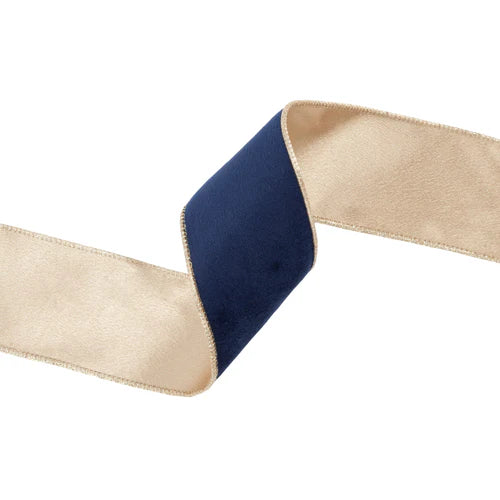 Navy /Gold Velvet Ribbon