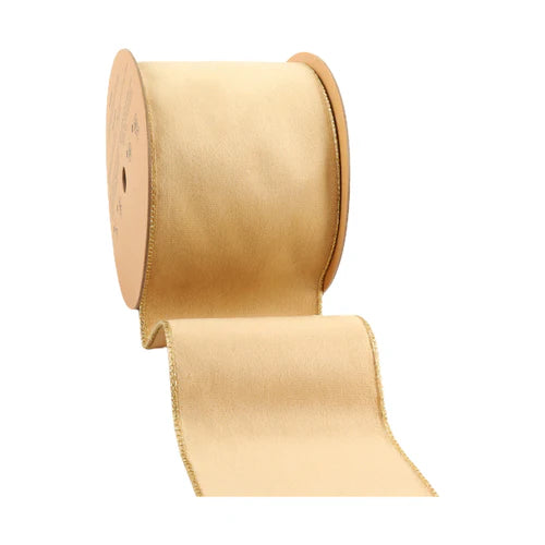 Tan Gold Velvet Ribbon